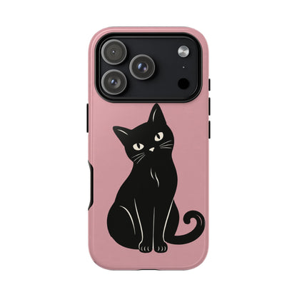 Minimalist Blush Pink & Black Cat Phone Case
