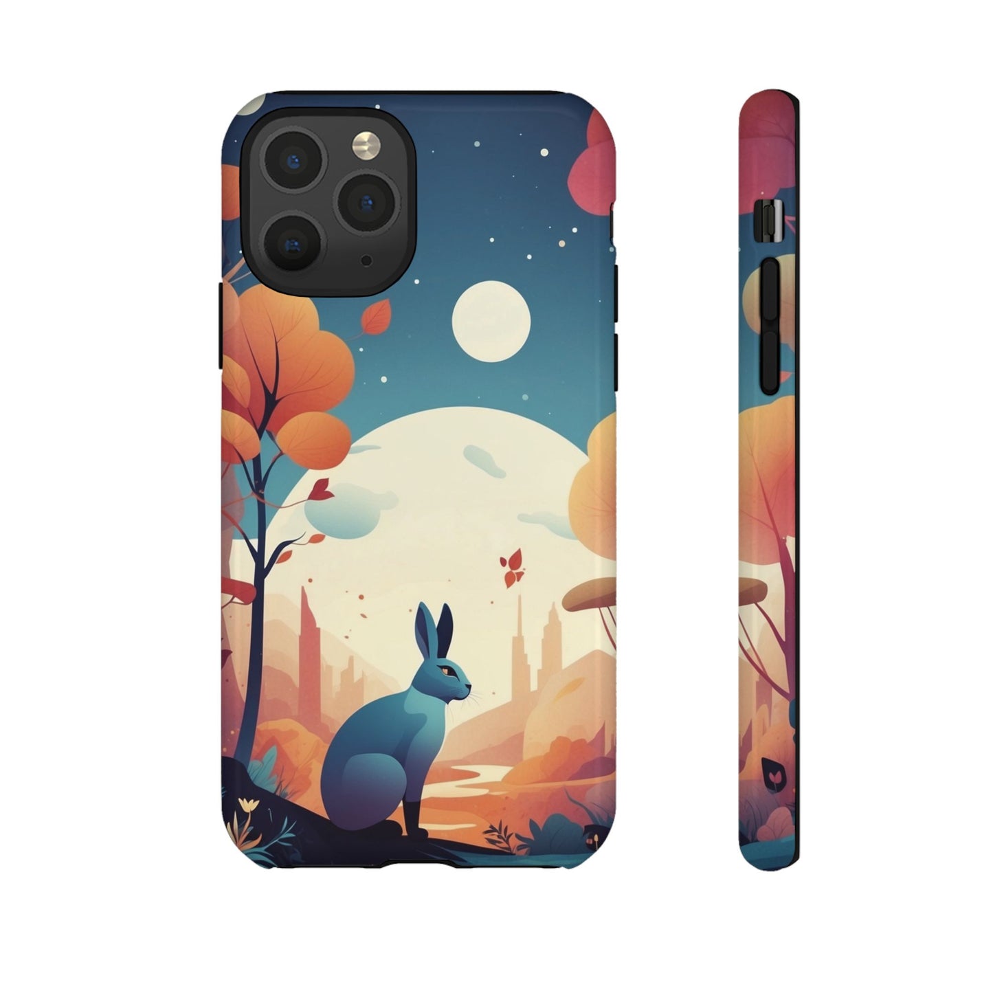 iPhone 11 Pro / Glossy Phone Case - Stylised Blue Hare Design Phone Case