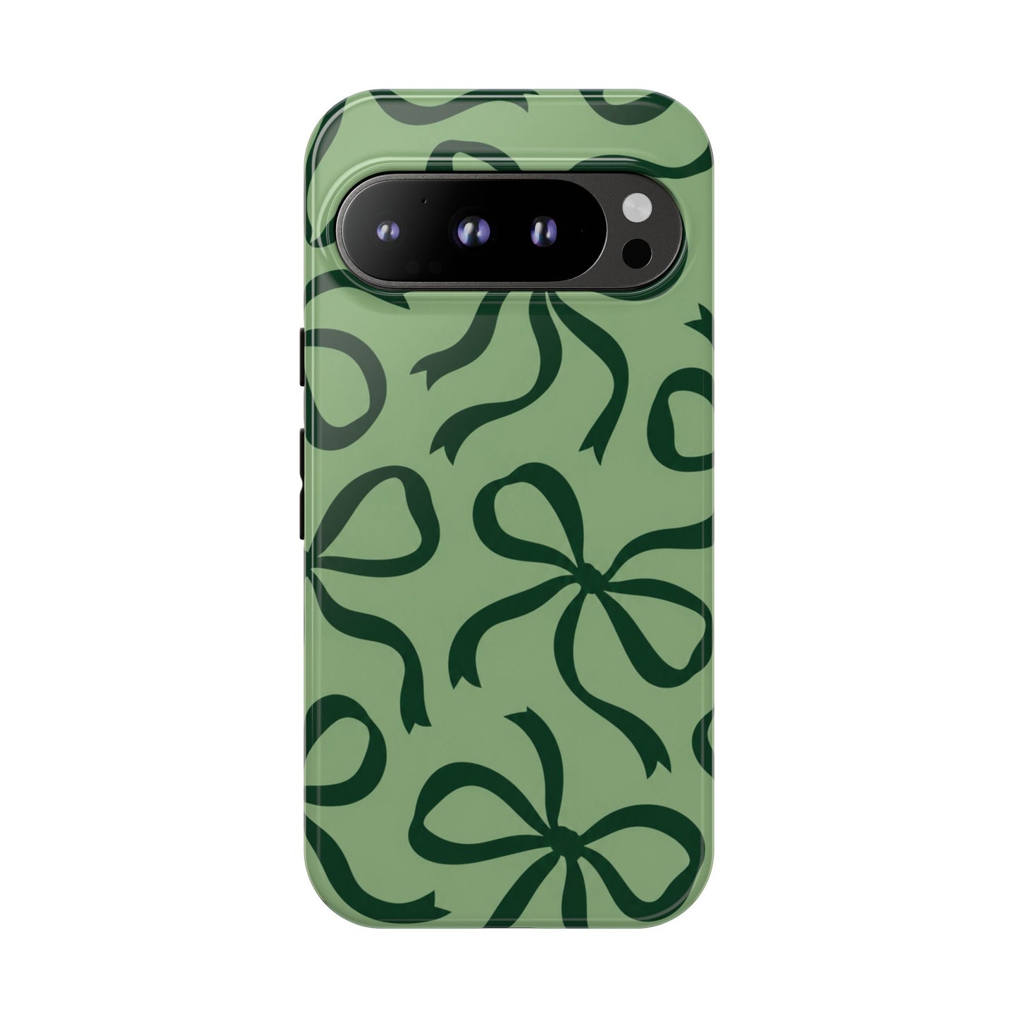 Bold Sage Green and Forest Green Bow Pattern Phone Case