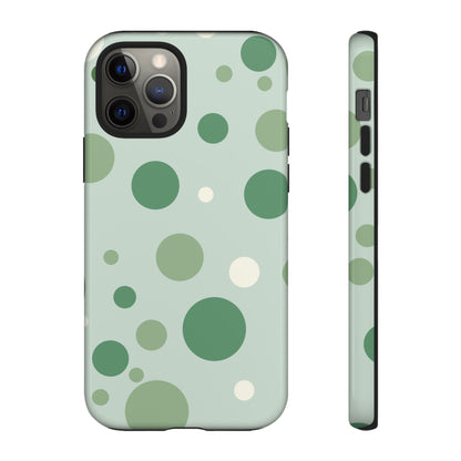 iPhone 12 Pro / Glossy Phone Case - ’Bold Green Dot Pattern’ Phone Case