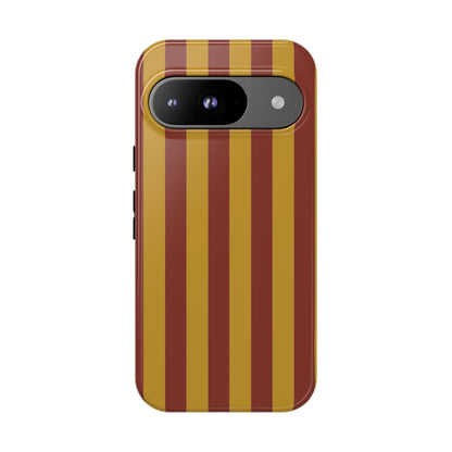 Trendy Mustard & Burgandy Stripe Pattern Phone Case - Brown Phone Case - Google Pixel 9 / Glossy