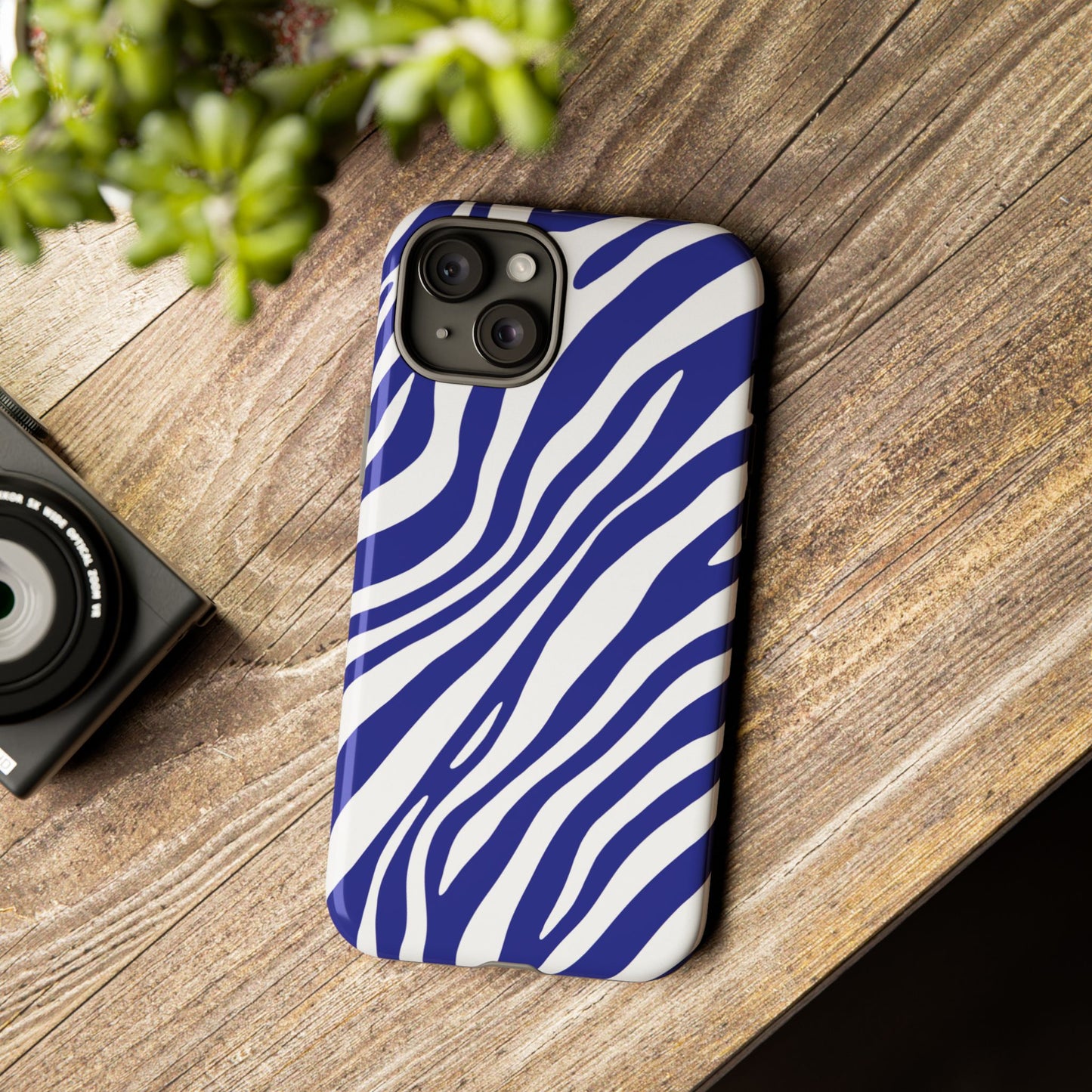 Modern Electric Blue Zebra Print Phone Case
