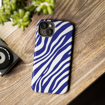 Modern Electric Blue Zebra Print Phone Case