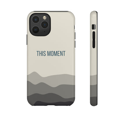 iPhone 11 Pro / Glossy Phone Case - Minimalist Cream Waves ’This Moment’ Statement Phone Case