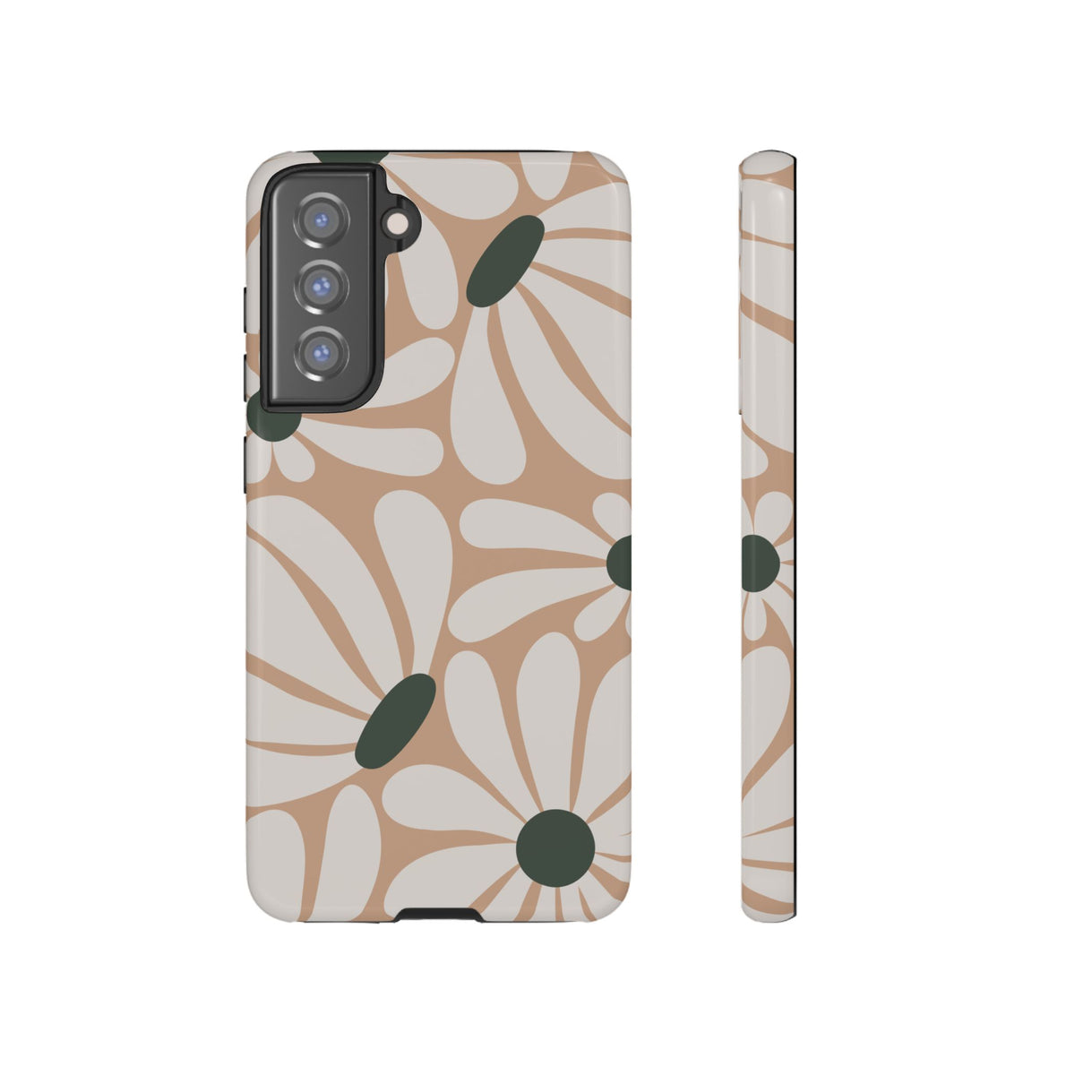 Retro Beige & White Daisy Pattern Phone Case - Beige Phone Case - Samsung Galaxy S21 FE / Glossy
