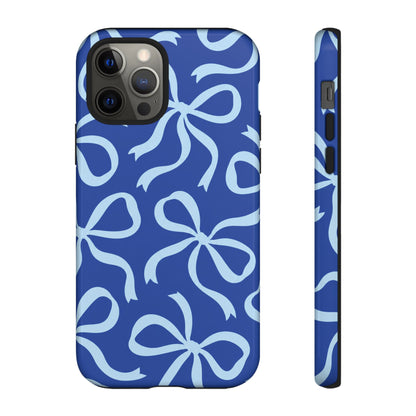 Bold Cobalt Blue and Powder Blue Bow Pattern Phone Case