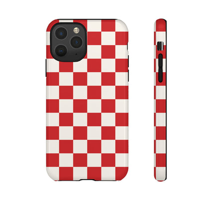 iPhone 11 Pro / Glossy Phone Case - ’Red Checkered Pattern’ Phone Case
