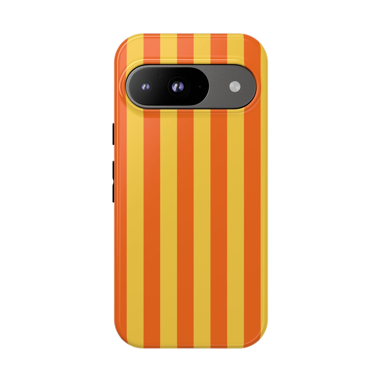 Google Pixel 9 / Glossy Phone Case - Trendy Orange & Yellow Stripe Pattern Phone Case