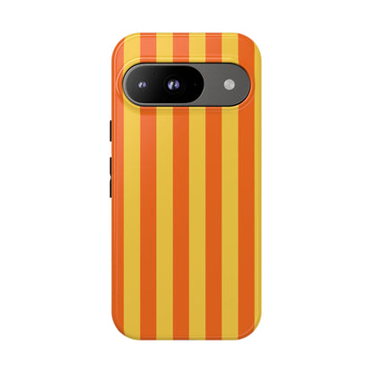 Google Pixel 9 / Glossy Phone Case - Trendy Orange & Yellow Stripe Pattern Phone Case