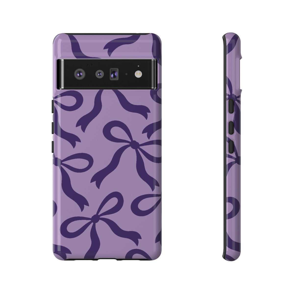 Bold Lilac and Deep Purple Bow Pattern Phone Case - Purple Phone Case - Google Pixel 6 Pro / Glossy