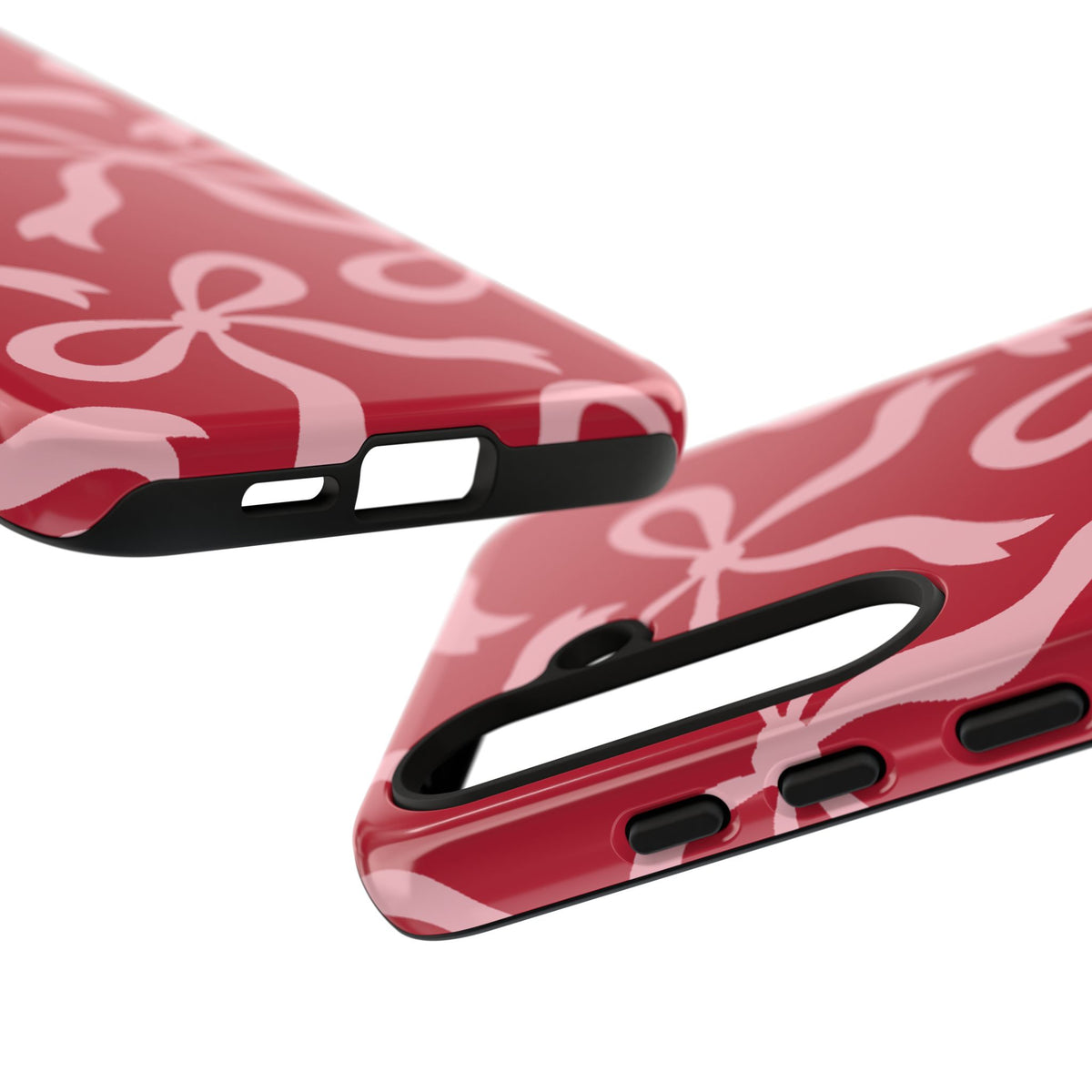 Bold Raspberry Red and Blush Pink Bow Pattern Phone Case - Red Phone Case