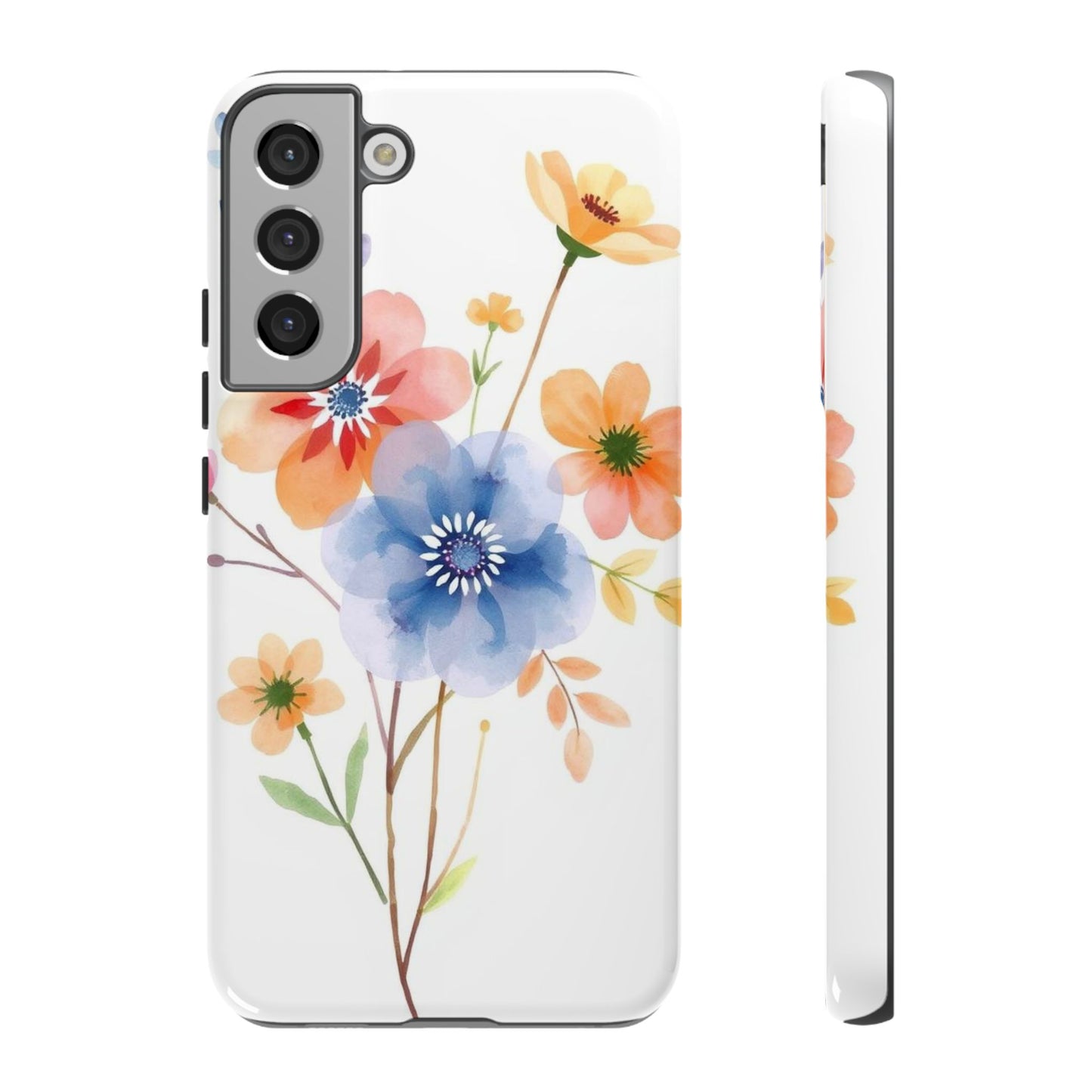Samsung Galaxy S22 Plus / Glossy Phone Case - Boho Chic Watercolour Bouquet Pattern Phone Case