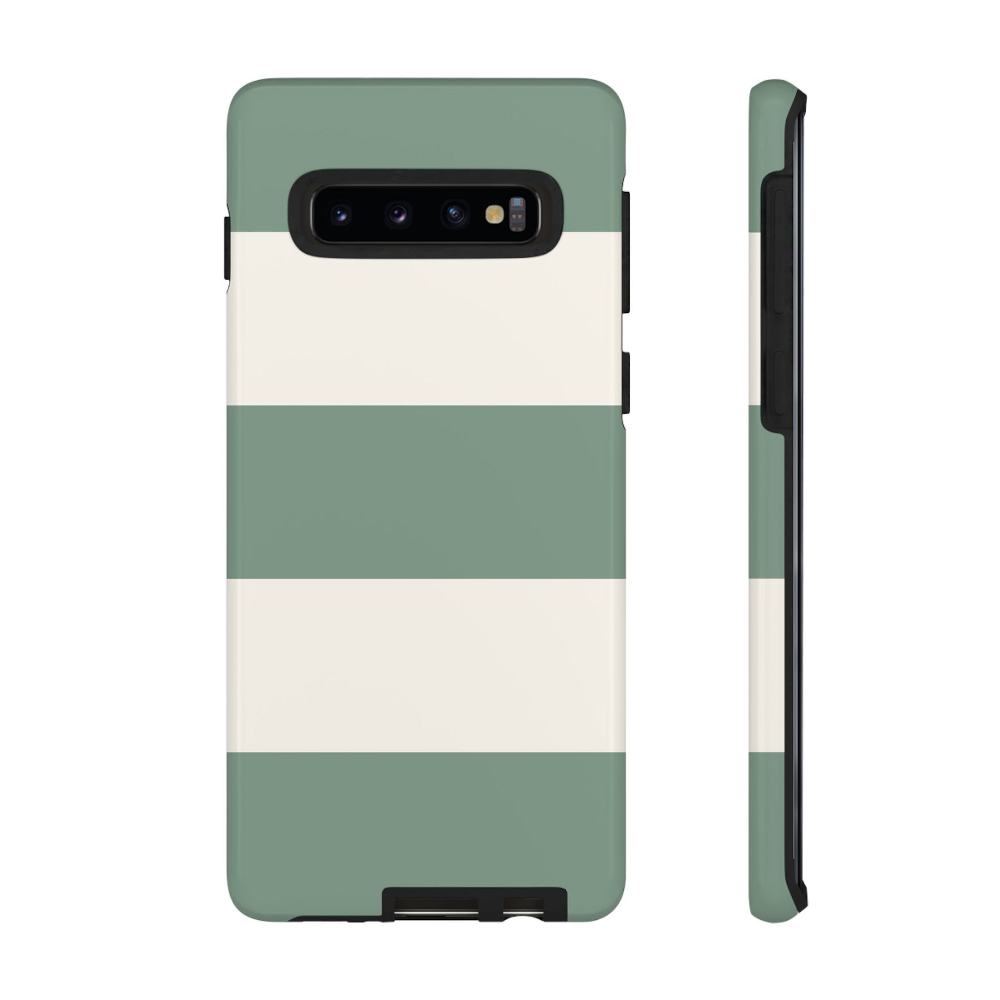 Phone Case - Green & White Horizontal Stripe Pattern Phone Case