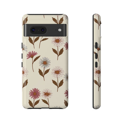 Pretty Cream & Rose Daisy Pattern Phone Case