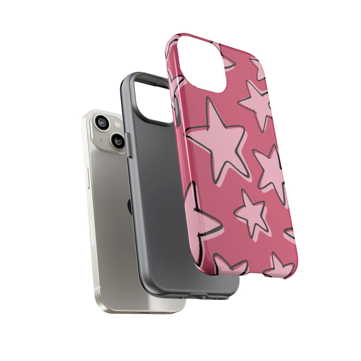 Raspberry Pink Doodle Star Phone Case