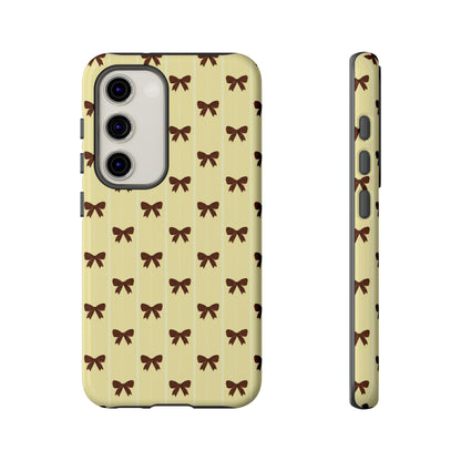 Retro Chocolate Brown Bow Pattern Phone Case