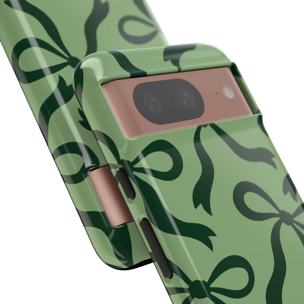Bold Sage Green and Forest Green Bow Pattern Phone Case - Green Phone Case