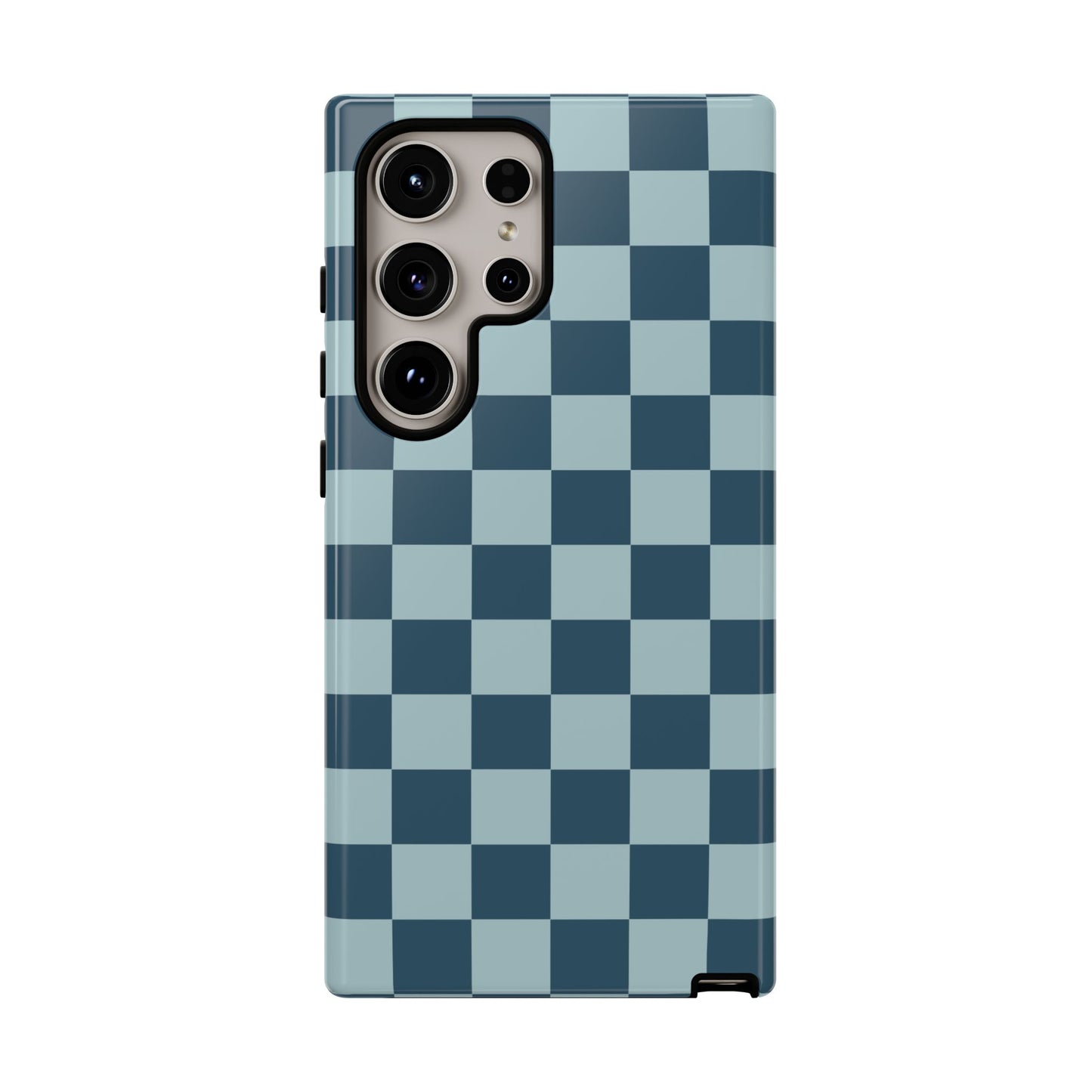 Samsung Galaxy S24 Ultra / Glossy Phone Case - ’Blue Checkered Pattern’ Phone Case