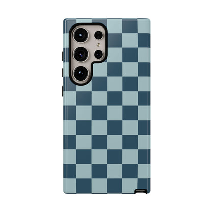 Samsung Galaxy S24 Ultra / Glossy Phone Case - ’Blue Checkered Pattern’ Phone Case