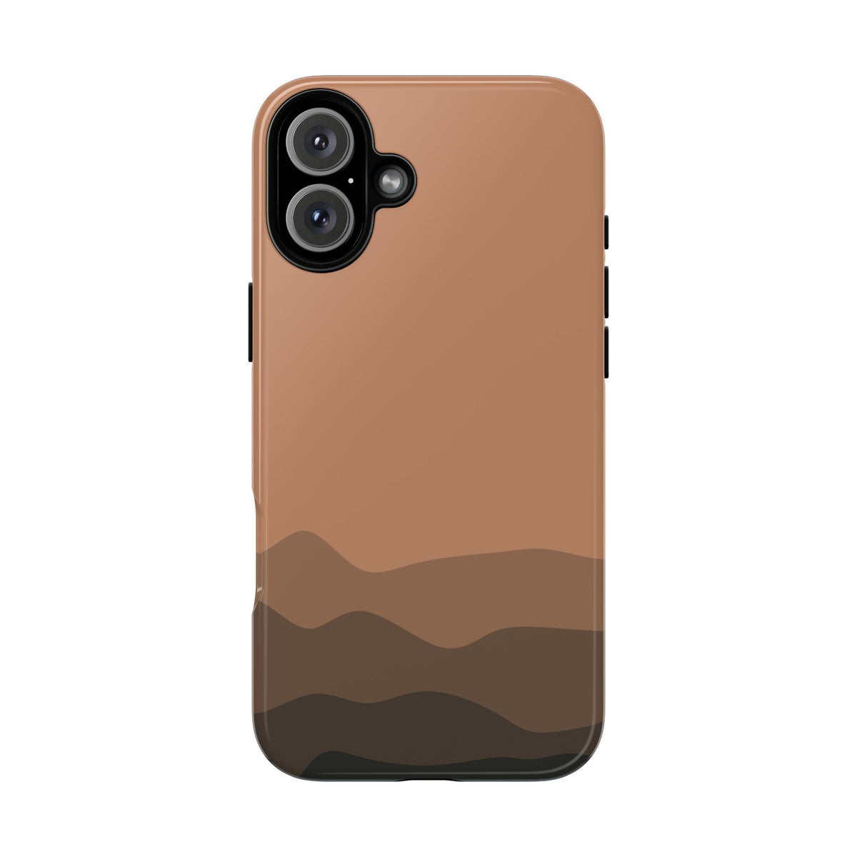 Brown Abstract Waves Protective Phone Case - Brown Phone Case - iPhone 16 Plus / Glossy