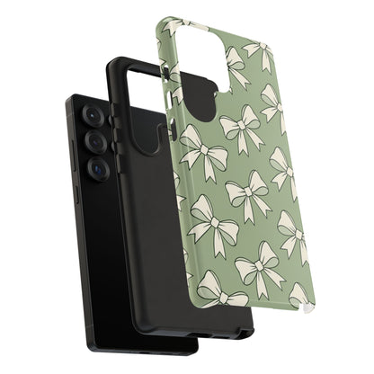 Chic Sage Green Bow Pattern Phone Case
