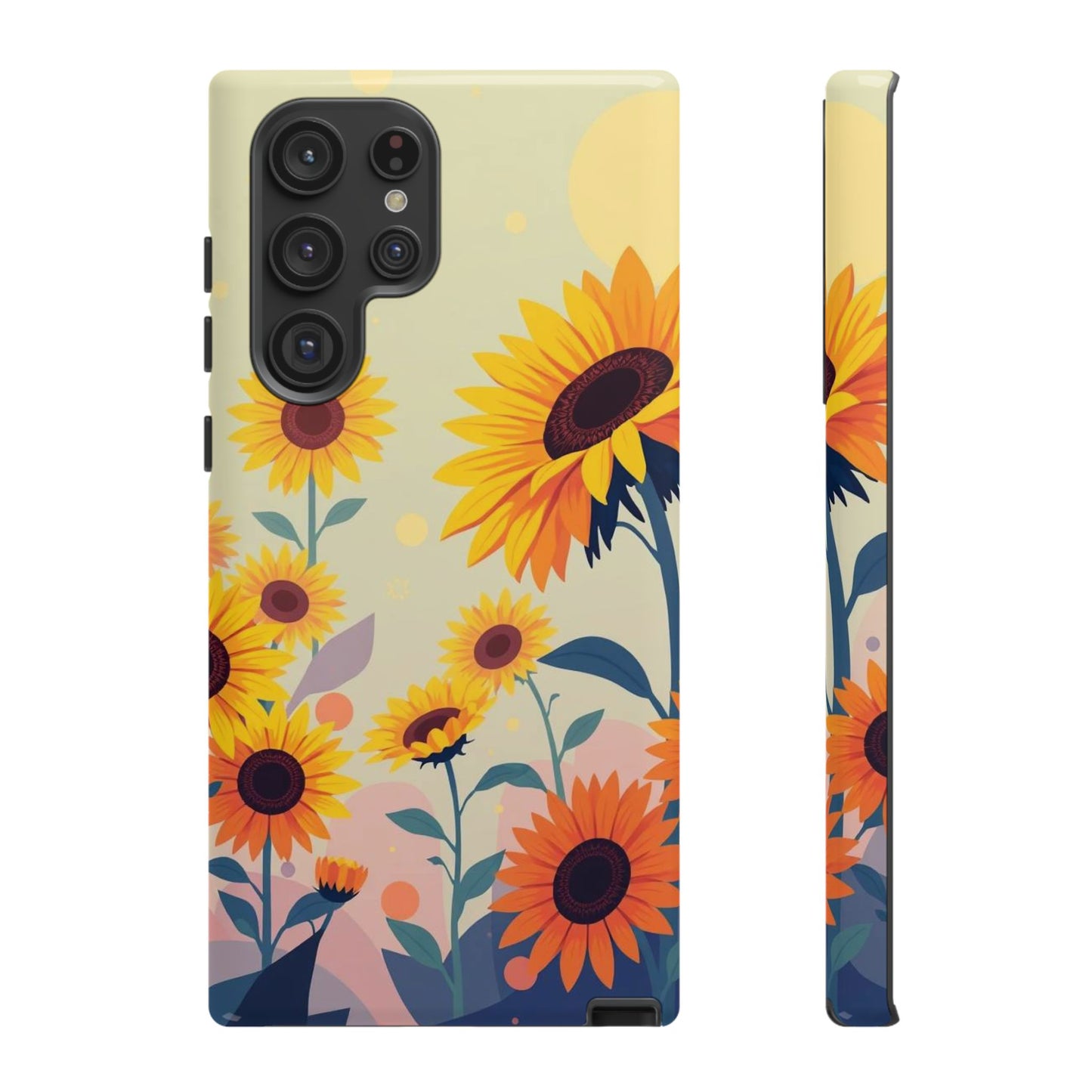 Samsung Galaxy S22 Ultra / Glossy Phone Case - Modern Flat Sunflower Design Phone Case