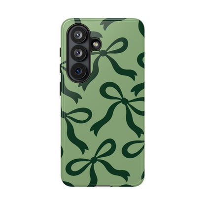 Bold Sage Green and Forest Green Bow Pattern Phone Case - Green Phone Case - Samsung Galaxy S26 / Glossy
