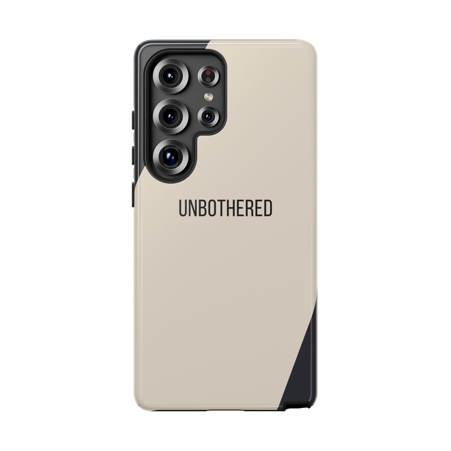 Samsung Galaxy S25 Ultra / Glossy Phone Case - Sassy Statement Case ’Unbothered’ in Beige & Charcoal