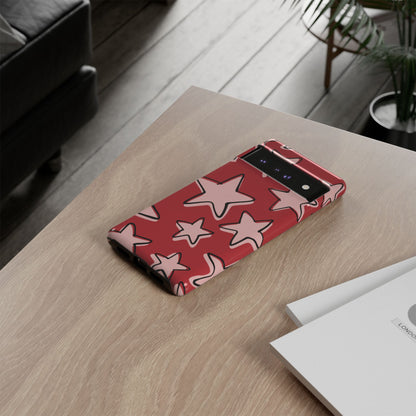 Cherry Red Doodle Star Phone Case
