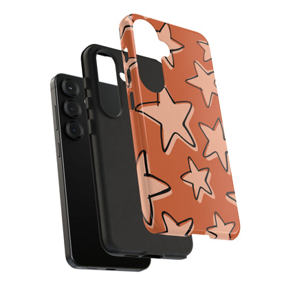 Burnt Orange Doodle Star Phone Case