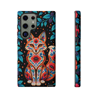 Vibrant Orange and Turquoise Calavera Fox Phone Case - Multicolor Phone Case - Samsung Galaxy S23 Ultra / Glossy