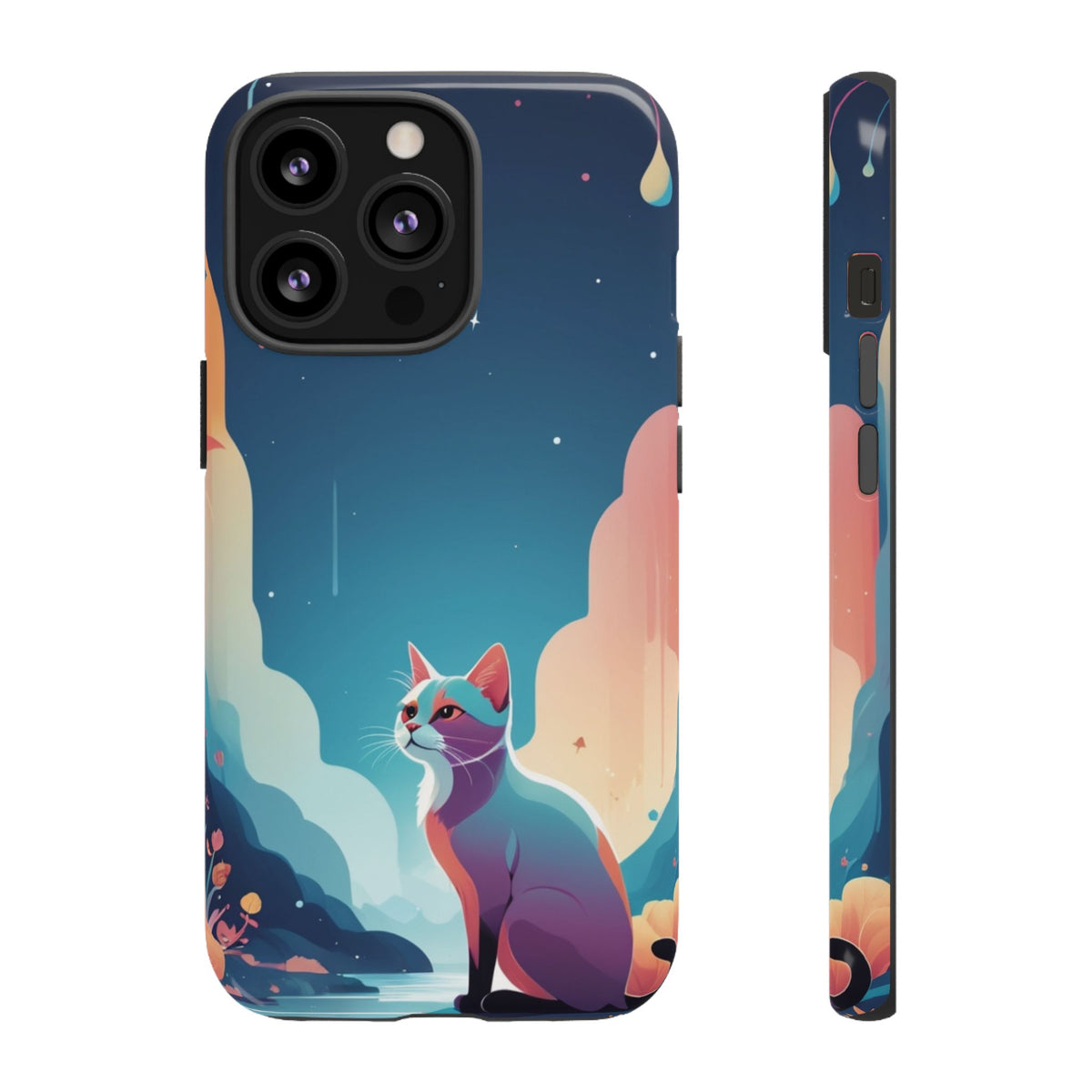 Stylised Cat Design Phone Case - Multicolor Phone Case - iPhone 13 Pro / Glossy