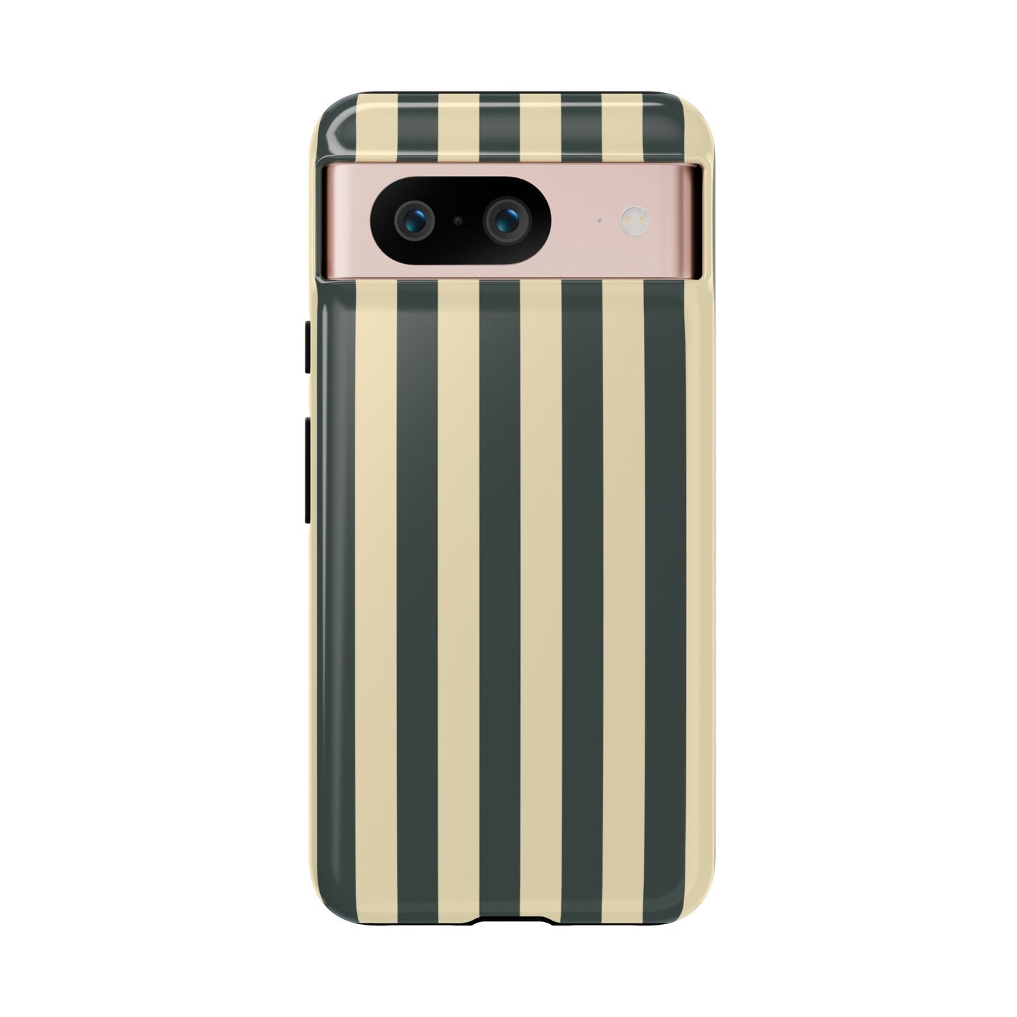 Google Pixel 8 / Glossy Phone Case - ’Green & Beige Stripe Pattern’ Phone Case