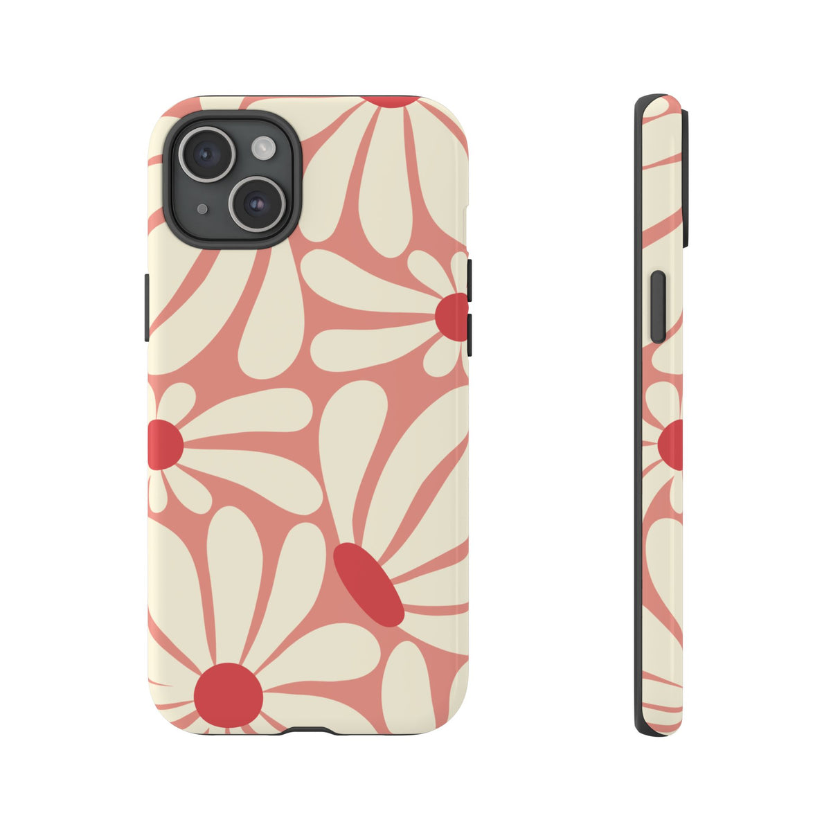 Cute Retro Pink Daisy Pattern Phone Case - Pink Phone Case - iPhone 15 Plus / Glossy