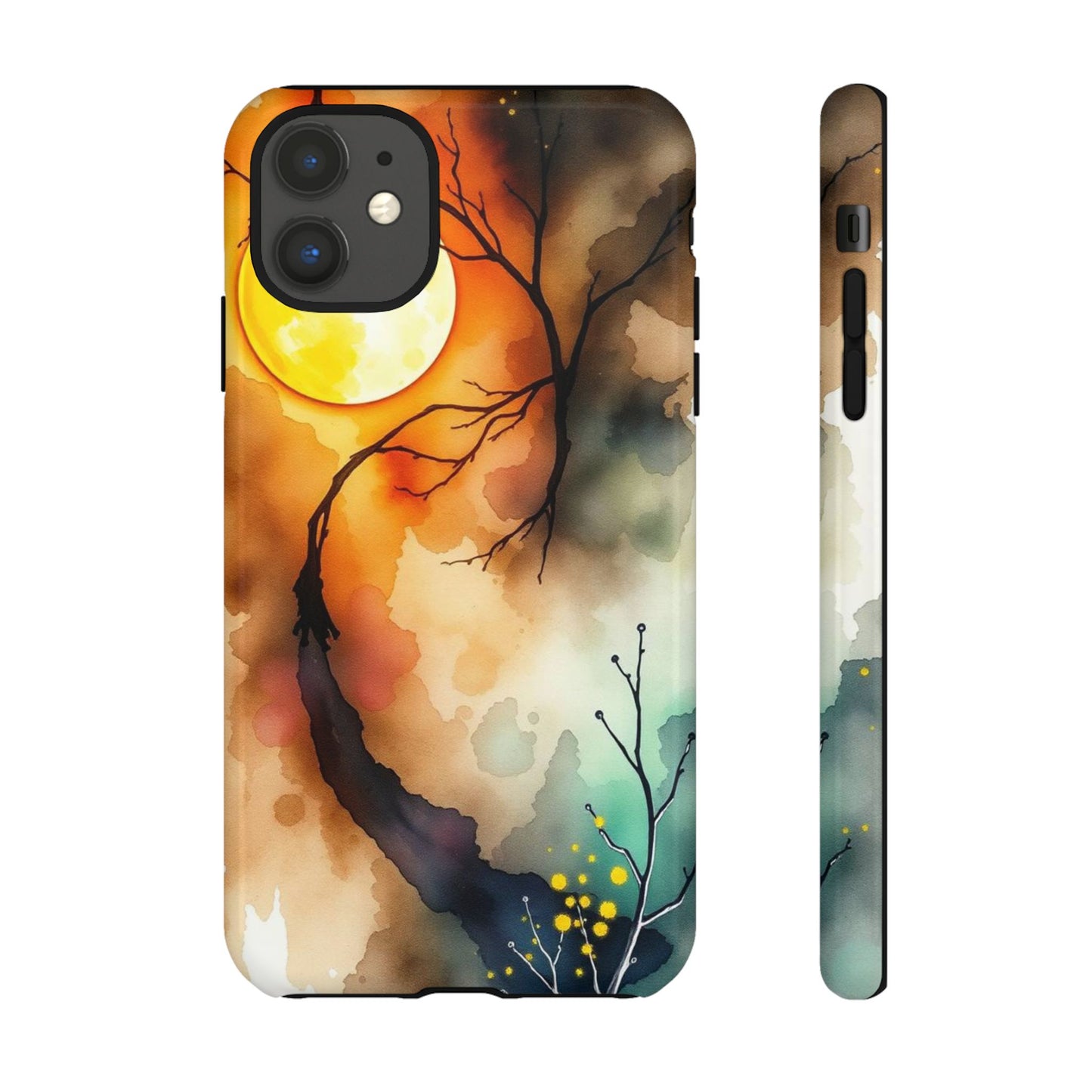 iPhone 11 / Glossy Phone Case - Abstract Watercolour Gothic Scene Phone Case