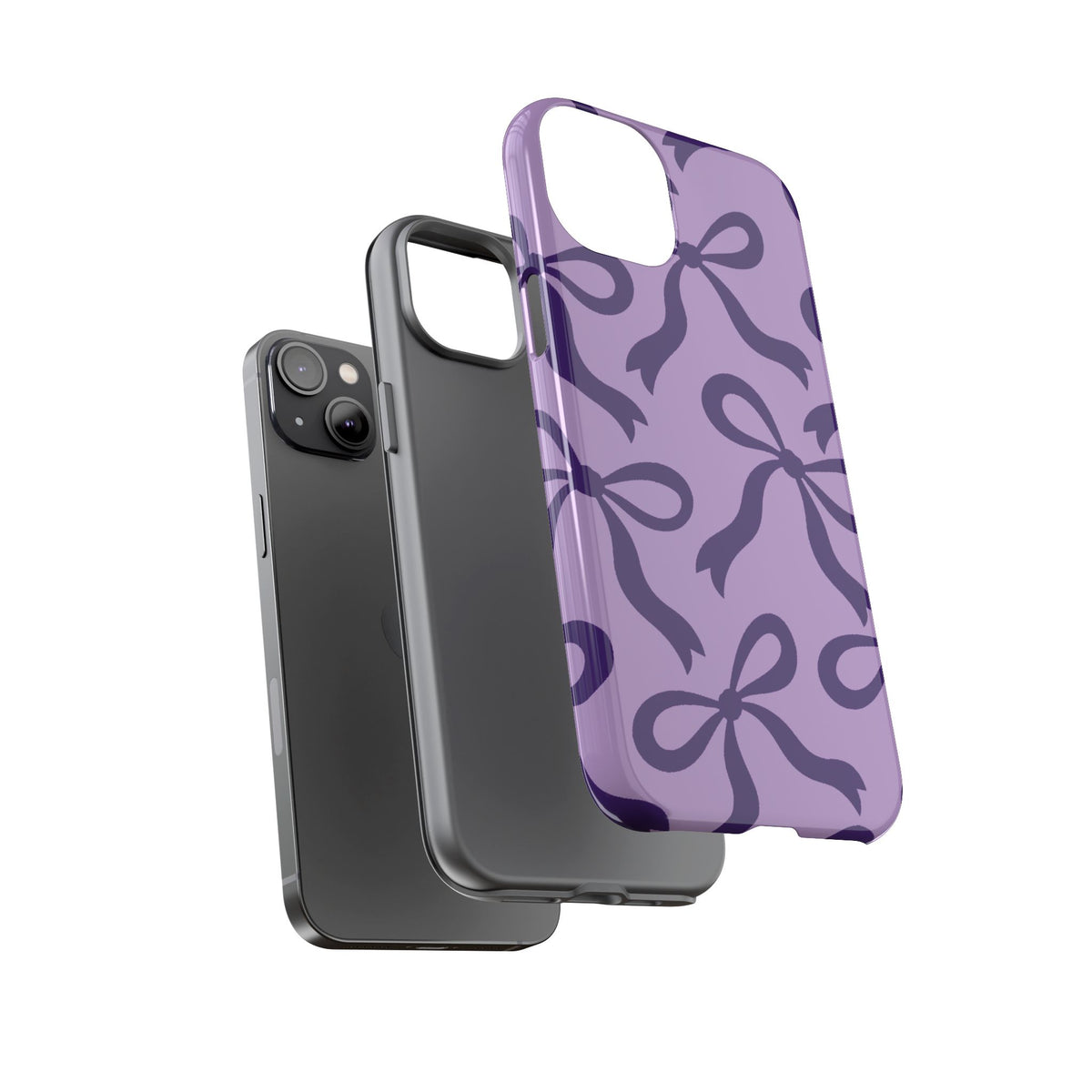 Bold Lilac and Deep Purple Bow Pattern Phone Case - Purple Phone Case