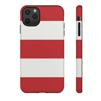 iPhone 11 Pro Max / Glossy Phone Case - Red & White Horizontal Stripe Pattern Phone Case