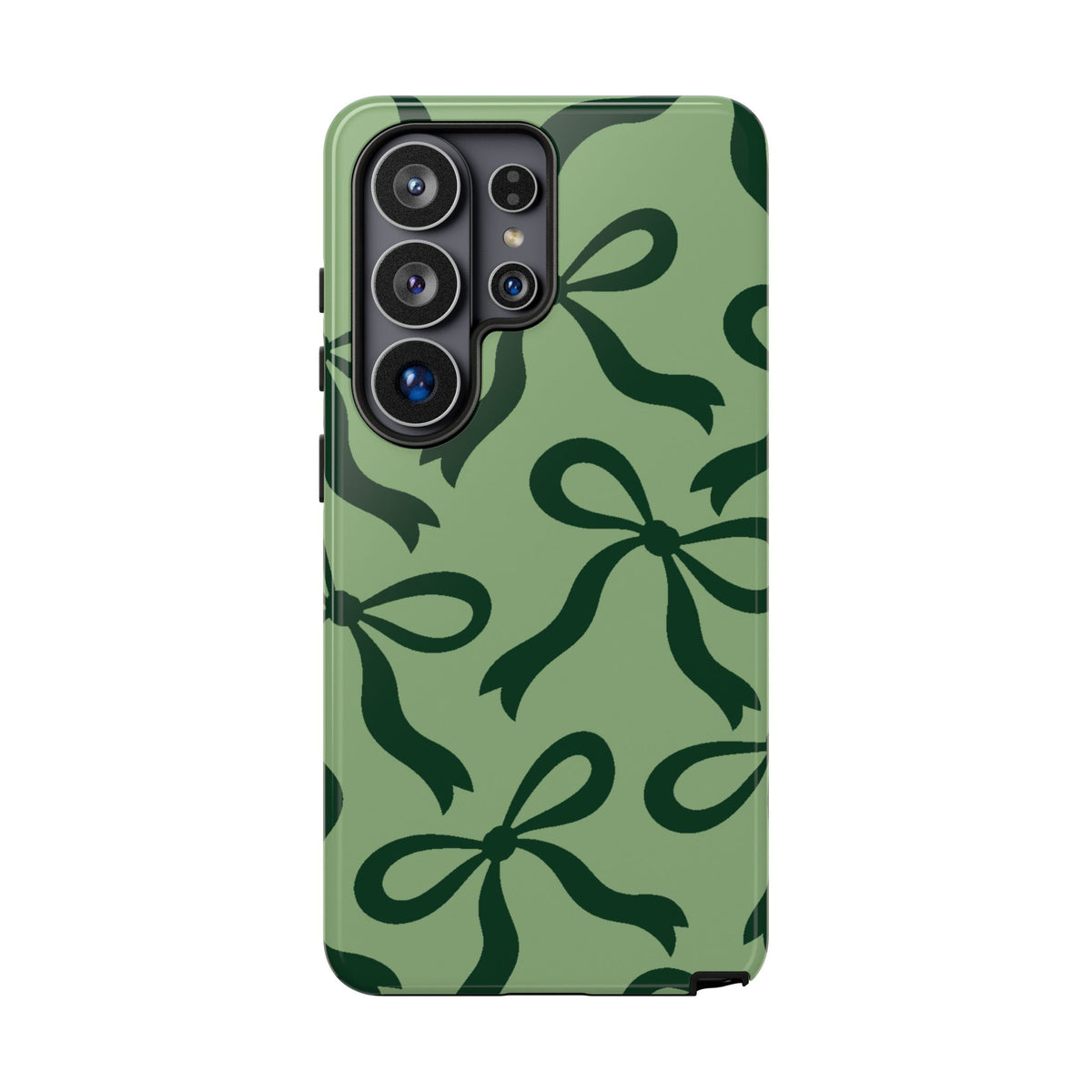 Bold Sage Green and Forest Green Bow Pattern Phone Case - Green Phone Case - Samsung Galaxy S26 Ultra / Glossy