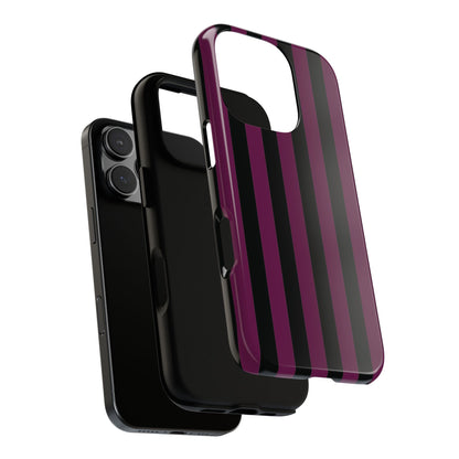 Trendy Plum & Black Stripe Pattern Phone Case - Purple Phone Case