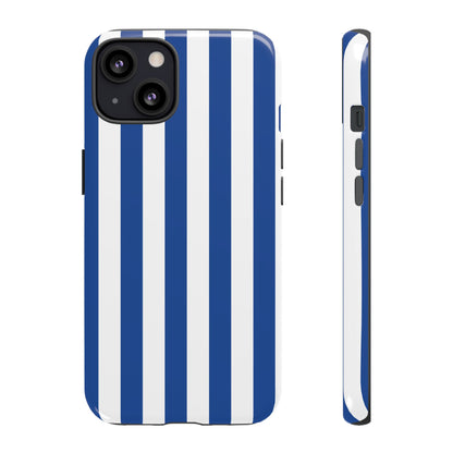 iPhone 13 / Glossy Phone Case - Simple Blue & White Stripe Pattern Phone Case