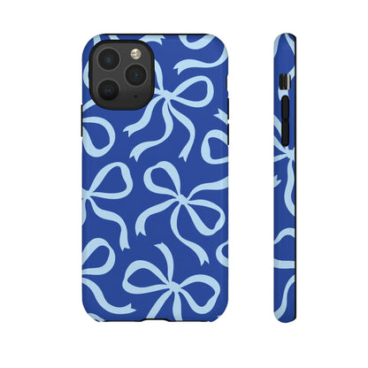 Bold Cobalt Blue and Powder Blue Bow Pattern Phone Case