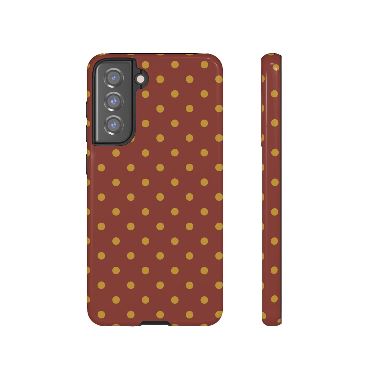 Trendy Brown & Mustard Dot Pattern Phone Case