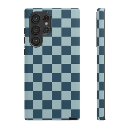 Samsung Galaxy S22 Ultra / Glossy Phone Case - ’Blue Checkered Pattern’ Phone Case