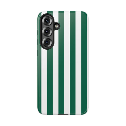 Samsung Galaxy S25 Plus / Glossy Phone Case - Simple Green & White Stripe Pattern Phone Case