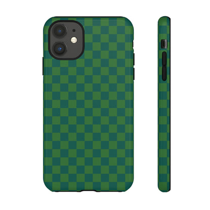 iPhone 11 / Glossy Phone Case - ’Bold Green Checkered Pattern’ Phone Case