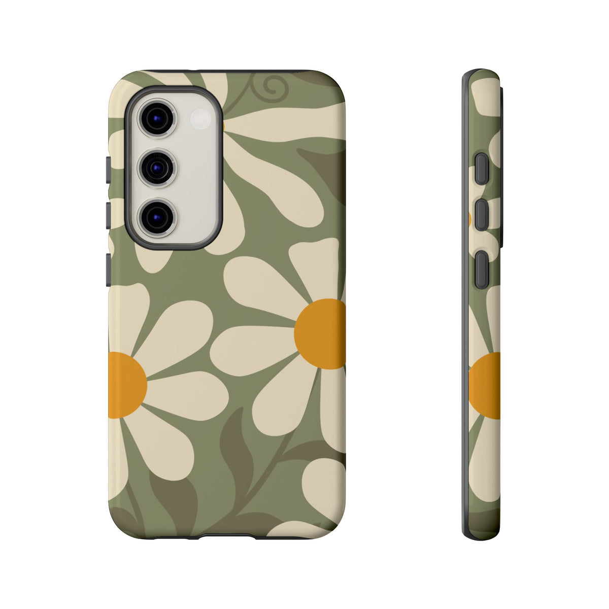 Retro Green Daisy Pattern #2 Phone Case - Green Phone Case - Samsung Galaxy S23 / Glossy