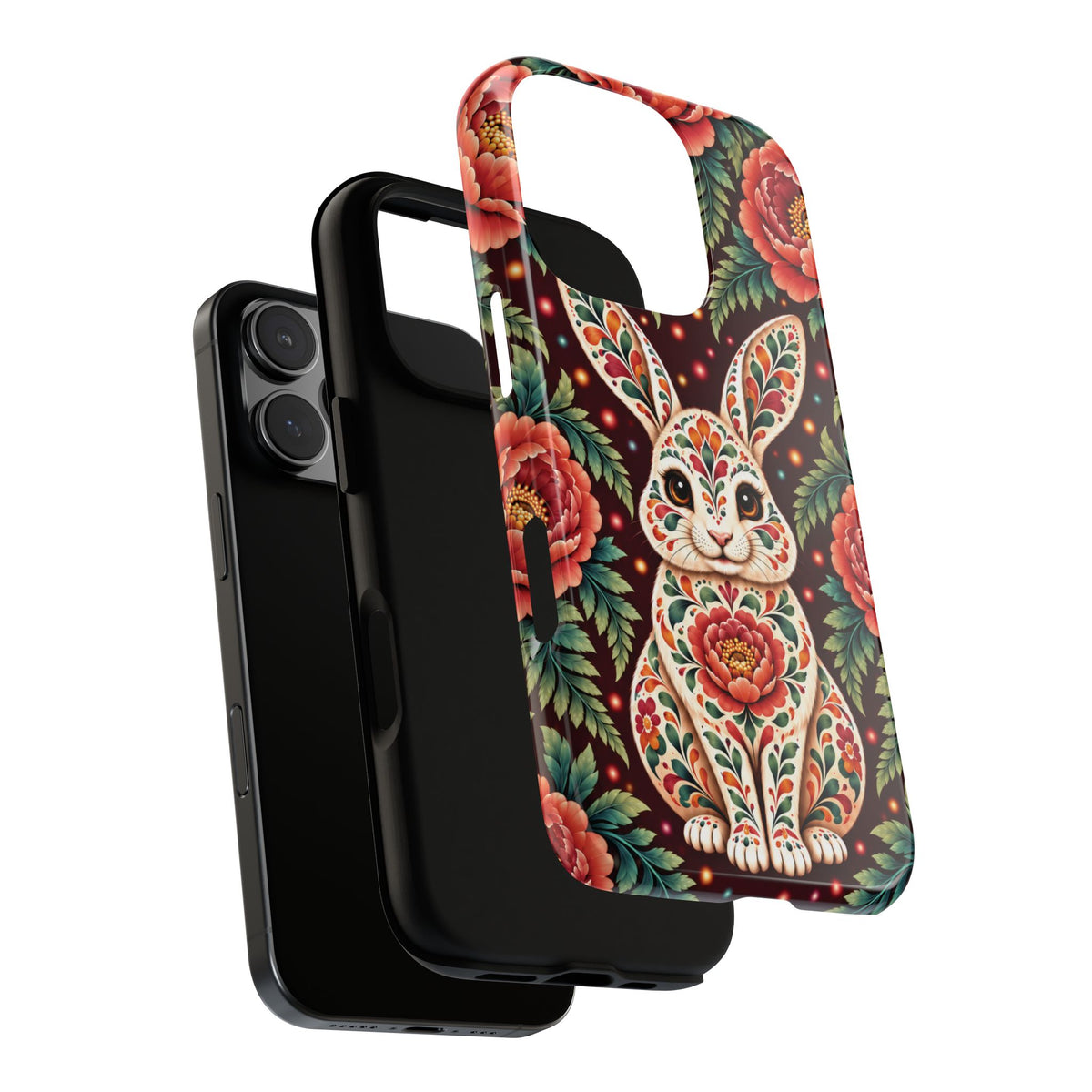 Cute Terracotta and Teal Calavera Bunny Phone Case - Phone Case