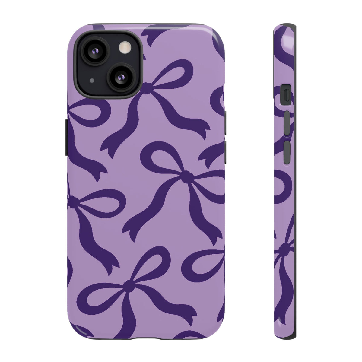 Bold Lilac and Deep Purple Bow Pattern Phone Case - Purple Phone Case - iPhone 13 / Glossy