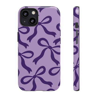 Bold Lilac and Deep Purple Bow Pattern Phone Case - Purple Phone Case - iPhone 13 / Glossy