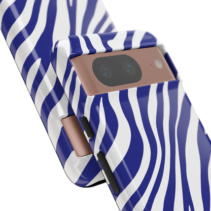Modern Electric Blue Zebra Print Phone Case